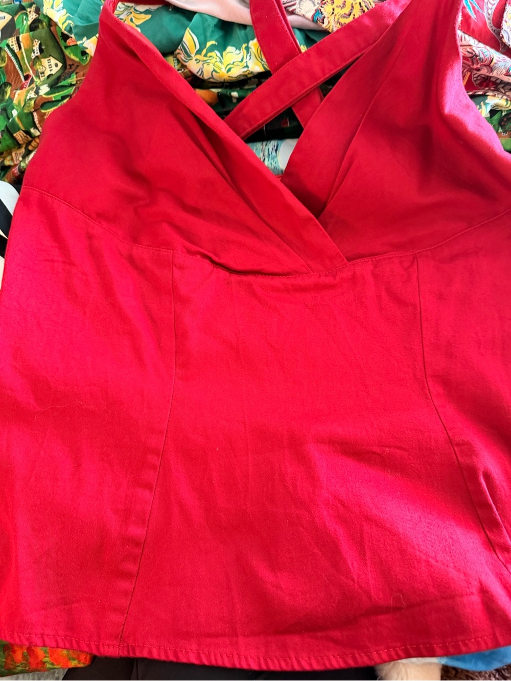 Pinup Couture Red V-Neck Crop Tank Top - Picture 11 of 11